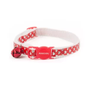 red collar with silver hearts on a white background