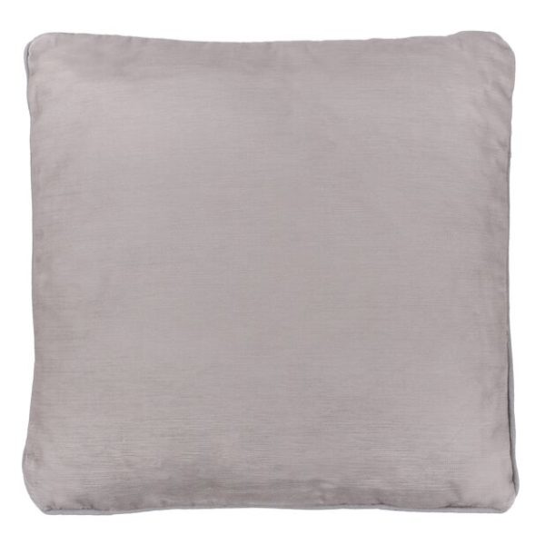 Showing the back of the cushion. A light grey back to match the piping around the edges.