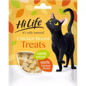 A packet of Hi-life chicken treats on a white background