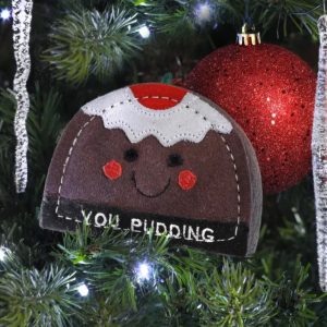 You pudding toy in a Christmas tree