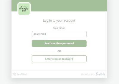 A graphic showing the login page to access your Cativity Box subscription account